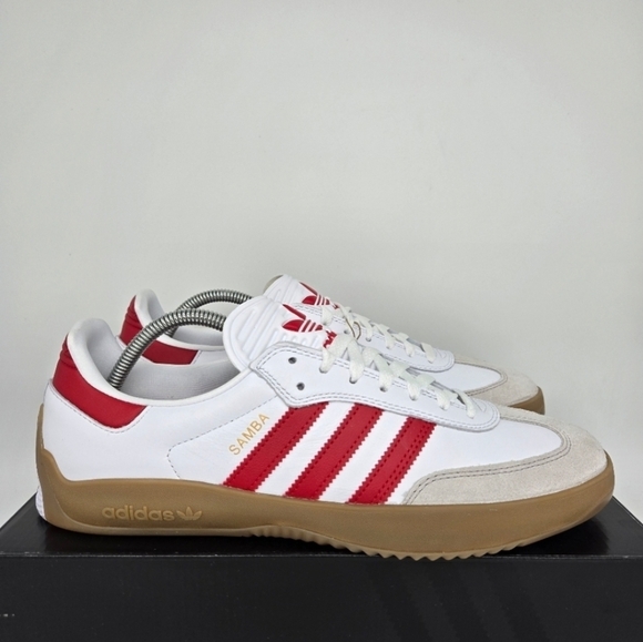 adidas Puig Samba 'White Better Scarlet Gum' Men's Skateboarding Shoes Size 11 - Picture 3 of 8